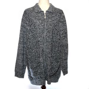 Woman Within Plus Size Heathered Zip Sweater